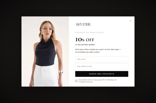 Popup de boas-vindas